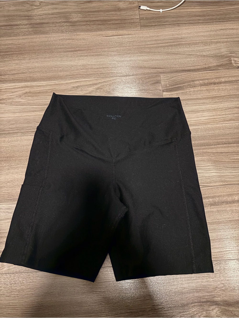 Evolution and Creation Black High-Rise Bike Shorts with Side Pockets